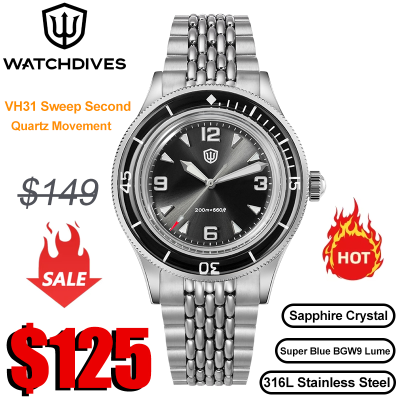 Vintage Watch Collecting - ساعات Watchdives WD50Q بحركة كوارتز VH31،