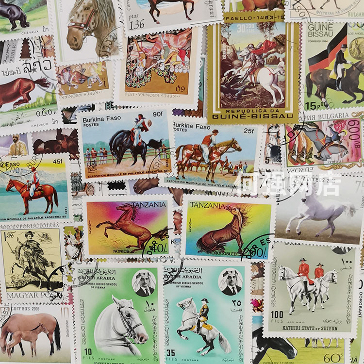 100 طابع بريدي مختلف للخيول، ل - مراجعة Collectible Vintage Postage Stamps وسعره