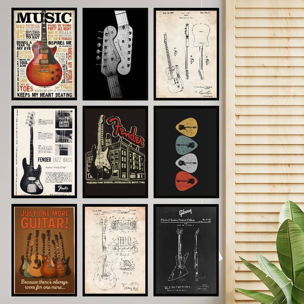 مجموعة الغيتار ذاتية اللصق ملص - مراجعة Vintage Collectible Posters وسعره