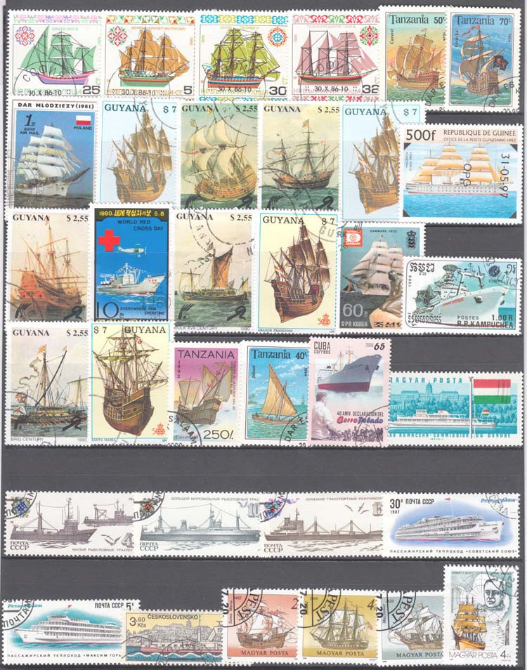 100 طوابع خاصة للسفن والمراكب  - مراجعة Collectible Vintage Postage Stamps وسعره